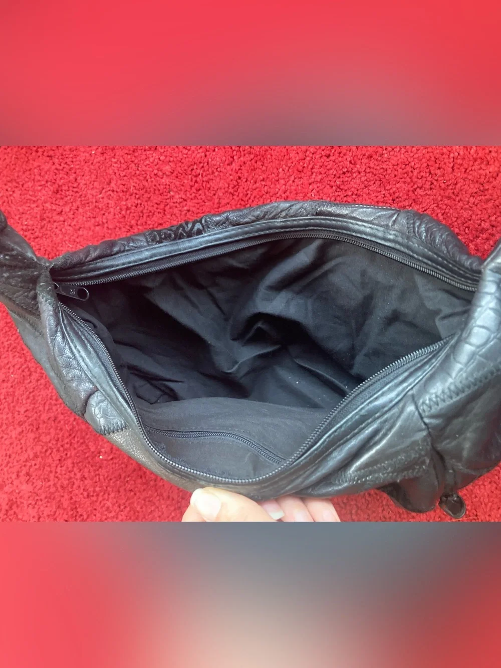 Women's Black Faux Leather Shoulder Bag